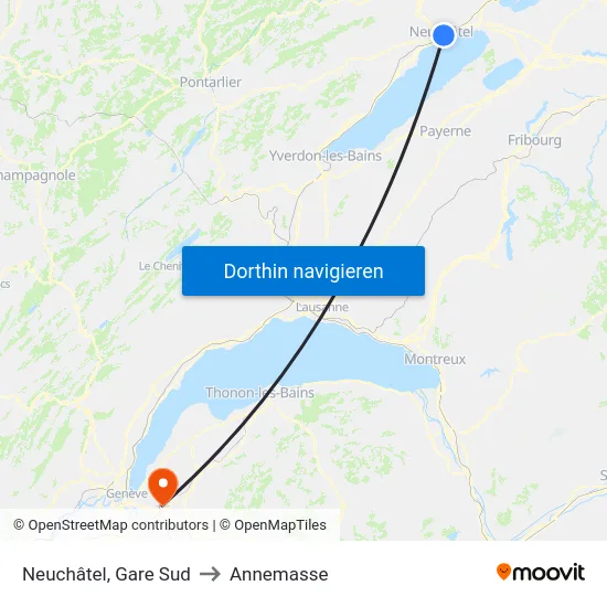 Neuchâtel, Gare Sud to Annemasse map