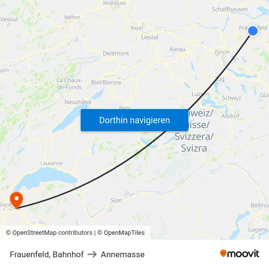 Frauenfeld, Bahnhof to Annemasse map