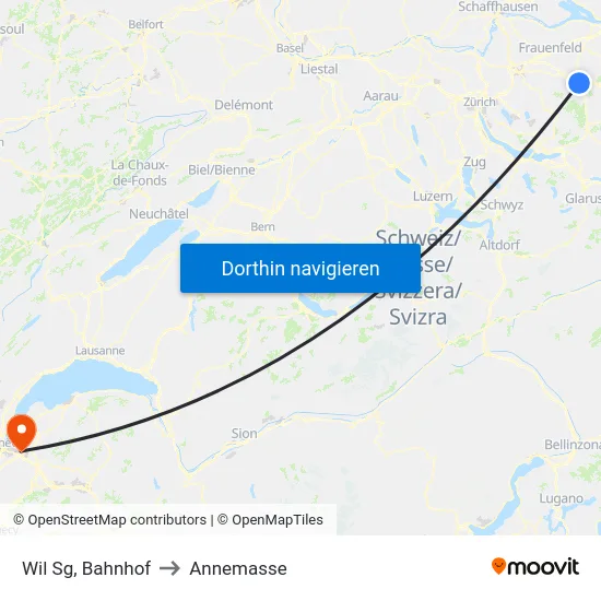 Wil Sg, Bahnhof to Annemasse map