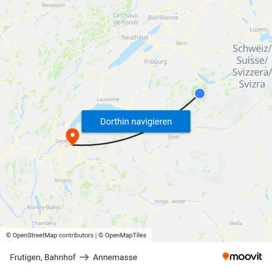 Frutigen, Bahnhof to Annemasse map