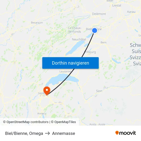 Biel/Bienne, Omega to Annemasse map