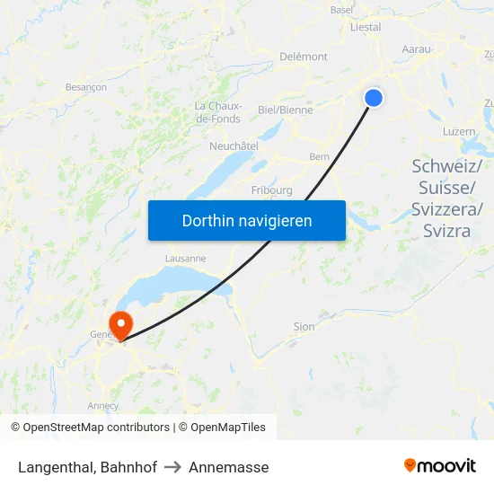 Langenthal, Bahnhof to Annemasse map