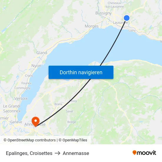 Epalinges, Croisettes to Annemasse map