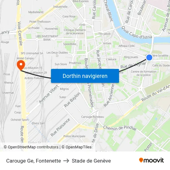 Carouge Ge, Fontenette to Stade de Genève map