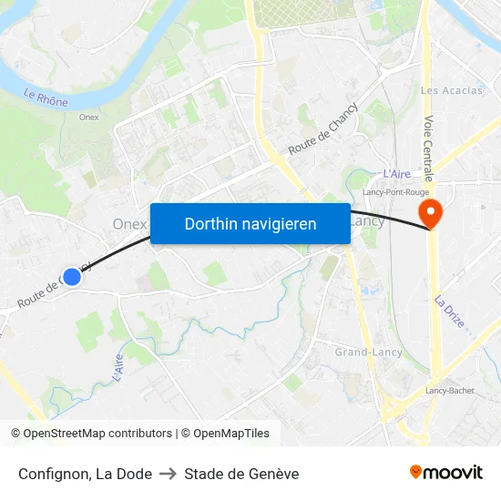 Confignon, La Dode to Stade de Genève map