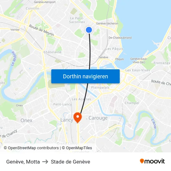 Genève, Motta to Stade de Genève map