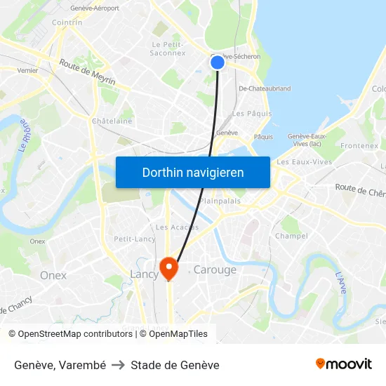 Genève, Varembé to Stade de Genève map