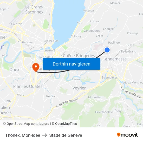 Thônex, Mon-Idée to Stade de Genève map