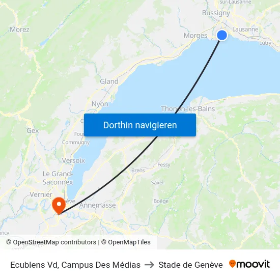 Ecublens Vd, Campus Des Médias to Stade de Genève map