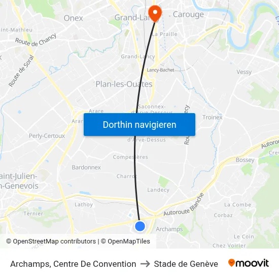 Archamps, Centre De Convention to Stade de Genève map