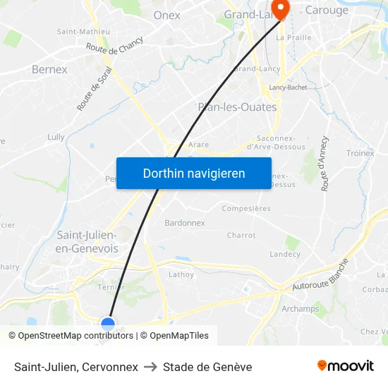 Saint-Julien, Cervonnex to Stade de Genève map