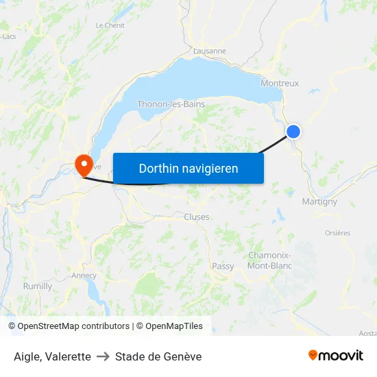 Aigle, Valerette to Stade de Genève map