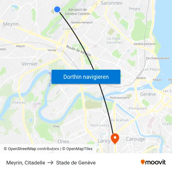 Meyrin, Citadelle to Stade de Genève map