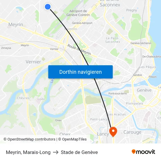 Meyrin, Marais-Long to Stade de Genève map