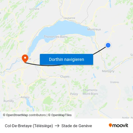 Col-De-Bretaye (Télésiège) to Stade de Genève map
