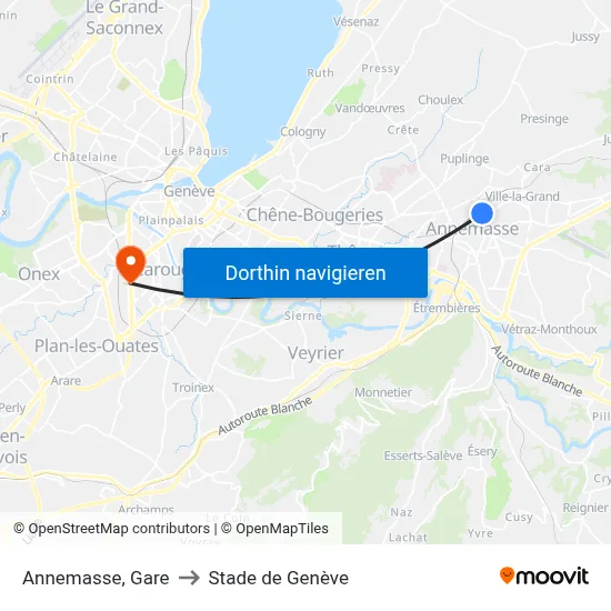 Annemasse, Gare to Stade de Genève map