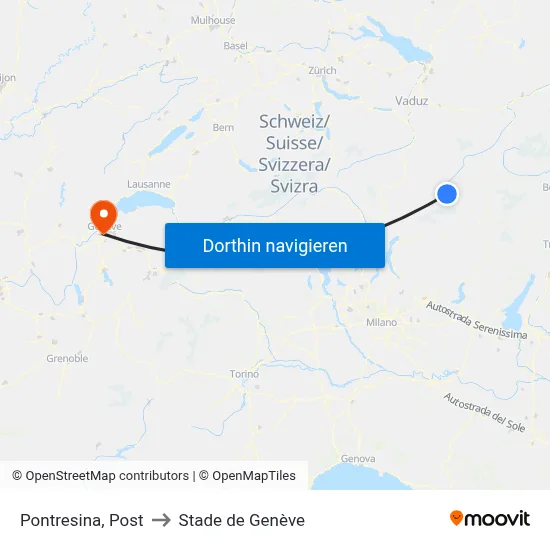 Pontresina, Post to Stade de Genève map