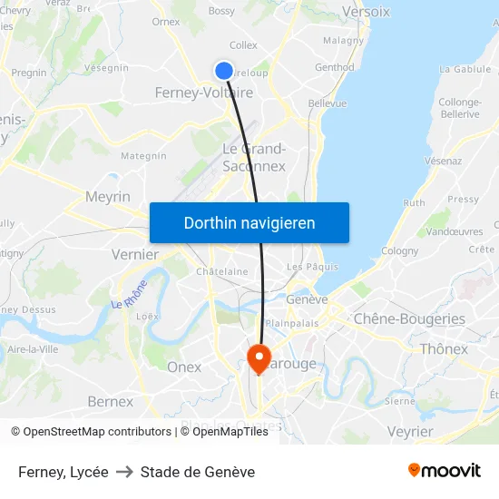 Ferney, Lycée to Stade de Genève map