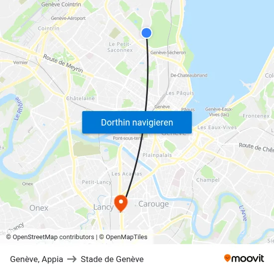 Genève, Appia to Stade de Genève map