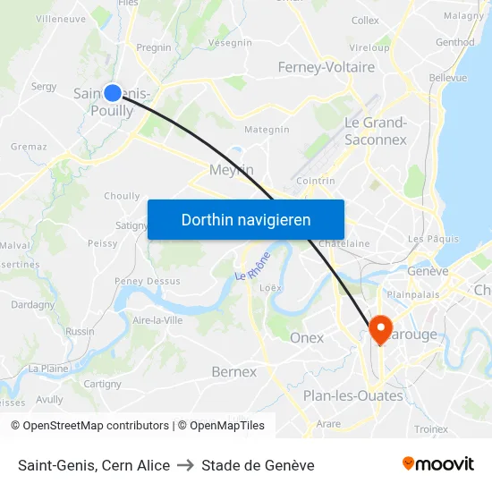 Saint-Genis, Cern Alice to Stade de Genève map