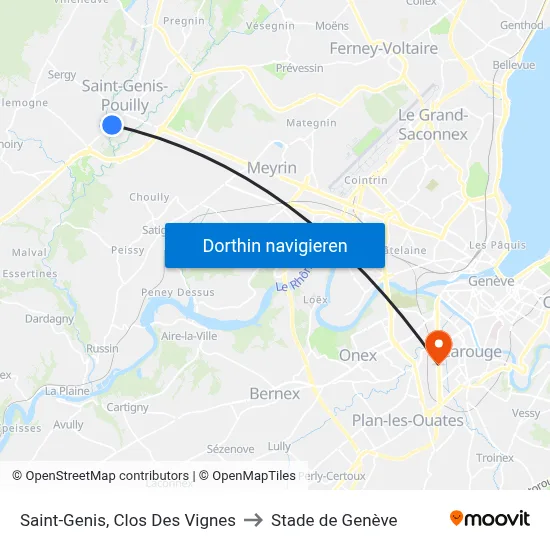 Saint-Genis, Clos Des Vignes to Stade de Genève map