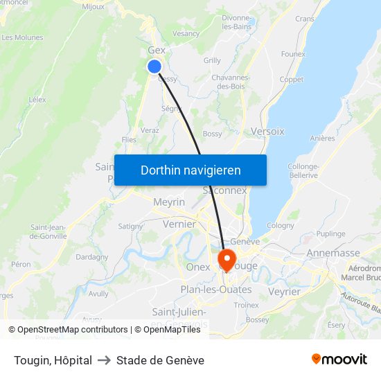 Tougin, Hôpital to Stade de Genève map