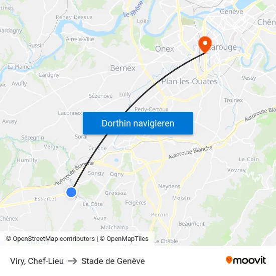 Viry, Chef-Lieu to Stade de Genève map