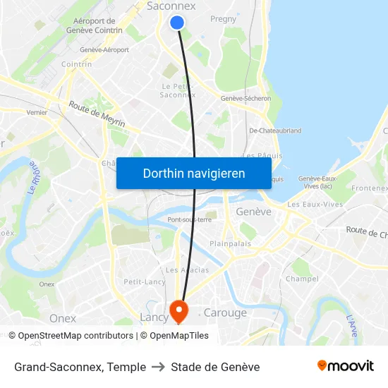 Grand-Saconnex, Temple to Stade de Genève map
