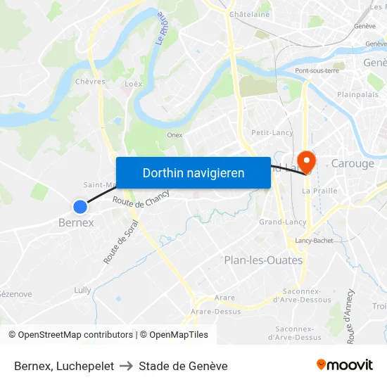 Bernex, Luchepelet to Stade de Genève map