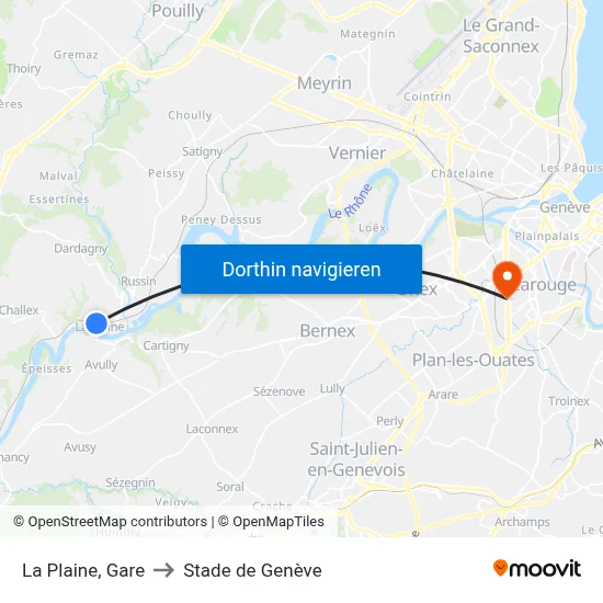 La Plaine, Gare to Stade de Genève map