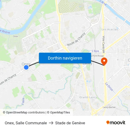 Onex, Salle Communale to Stade de Genève map