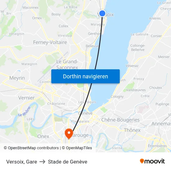 Versoix, Gare to Stade de Genève map