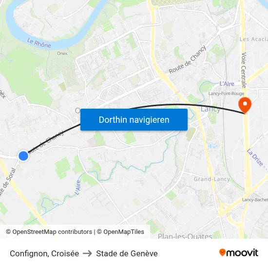 Confignon, Croisée to Stade de Genève map
