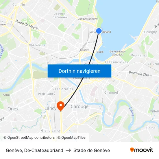 Genève, De-Chateaubriand to Stade de Genève map