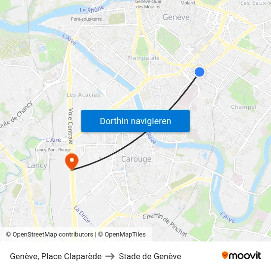 Genève, Place Claparède to Stade de Genève map