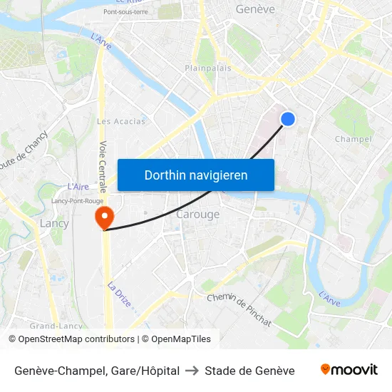 Genève-Champel, Gare/Hôpital to Stade de Genève map