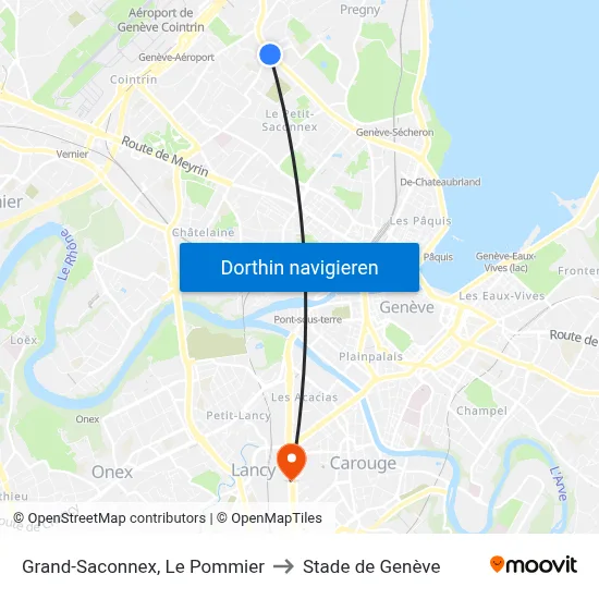 Grand-Saconnex, Le Pommier to Stade de Genève map