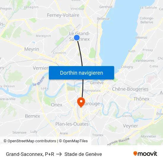 Grand-Saconnex, P+R to Stade de Genève map