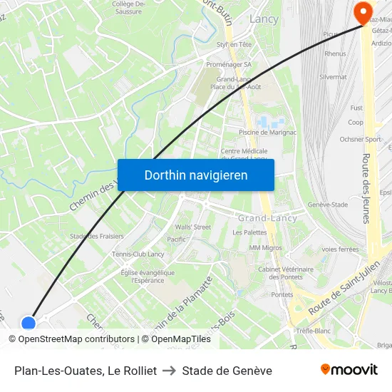 Plan-Les-Ouates, Le Rolliet to Stade de Genève map