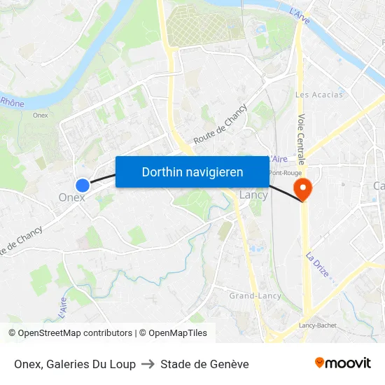 Onex, Galeries Du Loup to Stade de Genève map