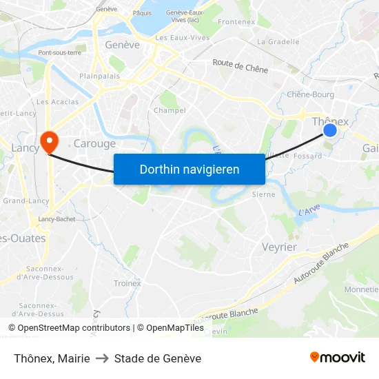 Thônex, Mairie to Stade de Genève map