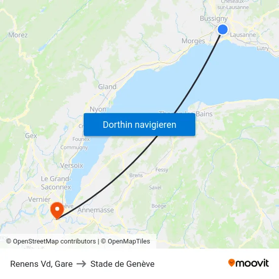Renens Vd, Gare/Epenex to Stade de Genève map