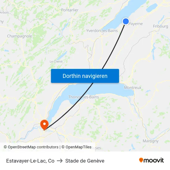 Estavayer-Le-Lac, Co to Stade de Genève map