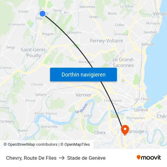 Chevry, Route De Flies to Stade de Genève map