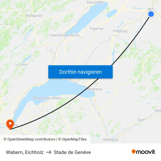 Wabern, Eichholz to Stade de Genève map