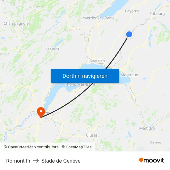 Romont Fr to Stade de Genève map