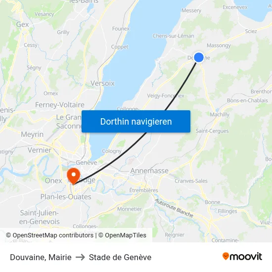 Douvaine, Mairie to Stade de Genève map