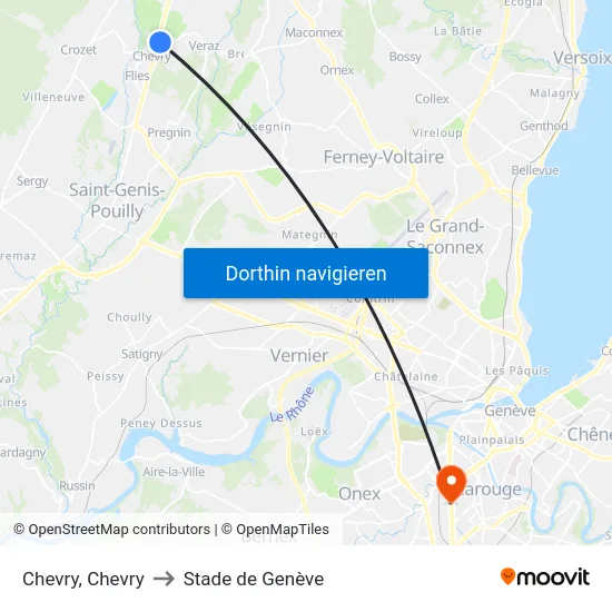Chevry, Chevry to Stade de Genève map