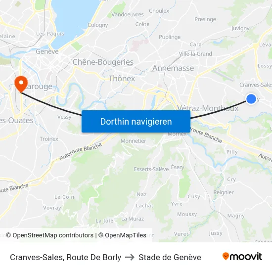 Cranves-Sales, Route De Borly to Stade de Genève map