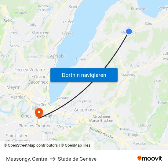 Massongy, Centre to Stade de Genève map